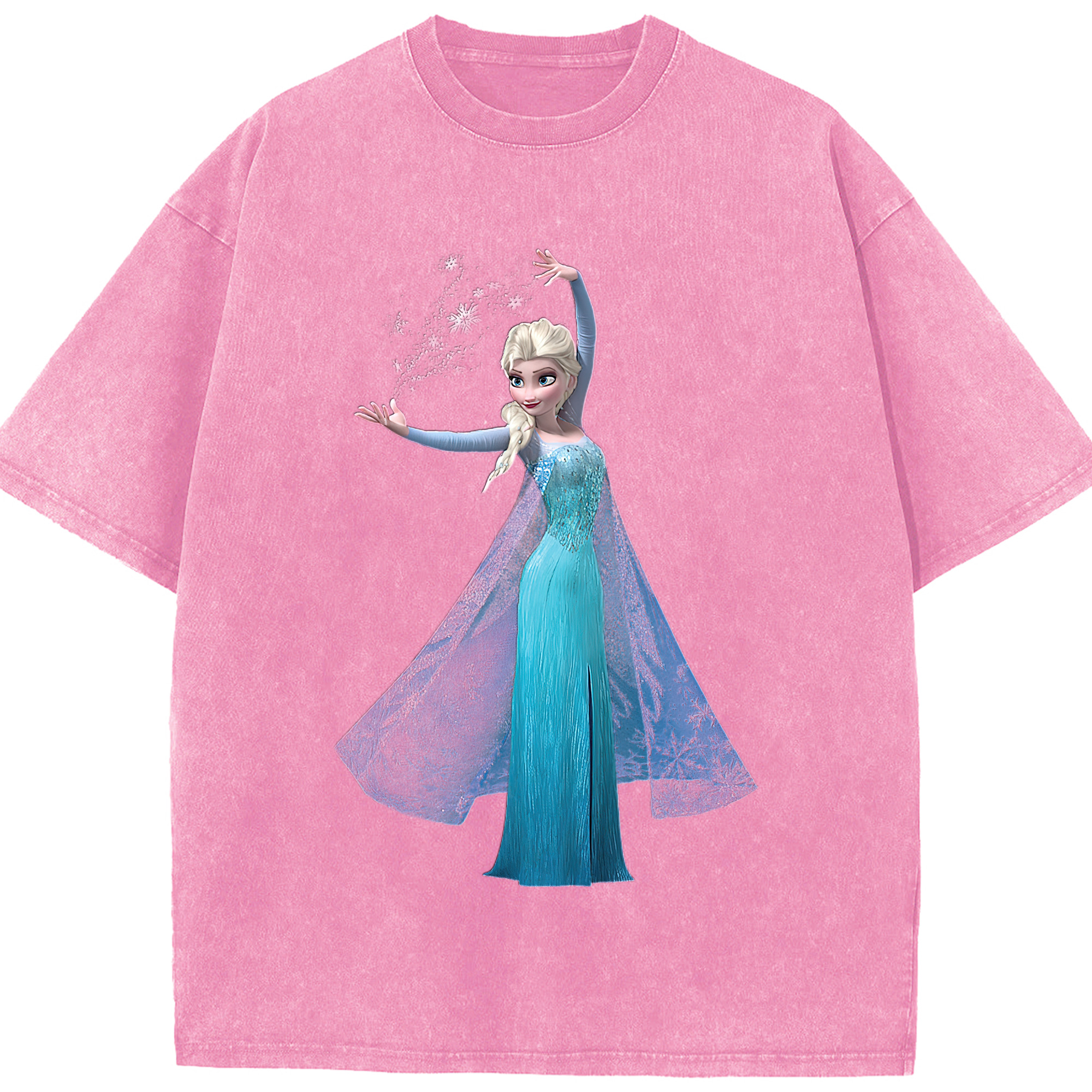 （画像用） アナと雪の女王 アンナ エルサ Frozen Anna Elsa 綿100% ヴィンテージ風 半袖Tシャツ（フロントプリント）